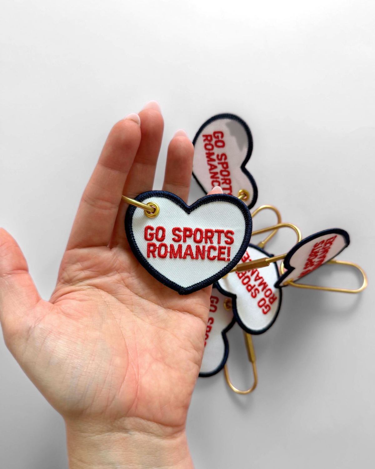 Go Sports Romance! Embroidered Heart Keychain