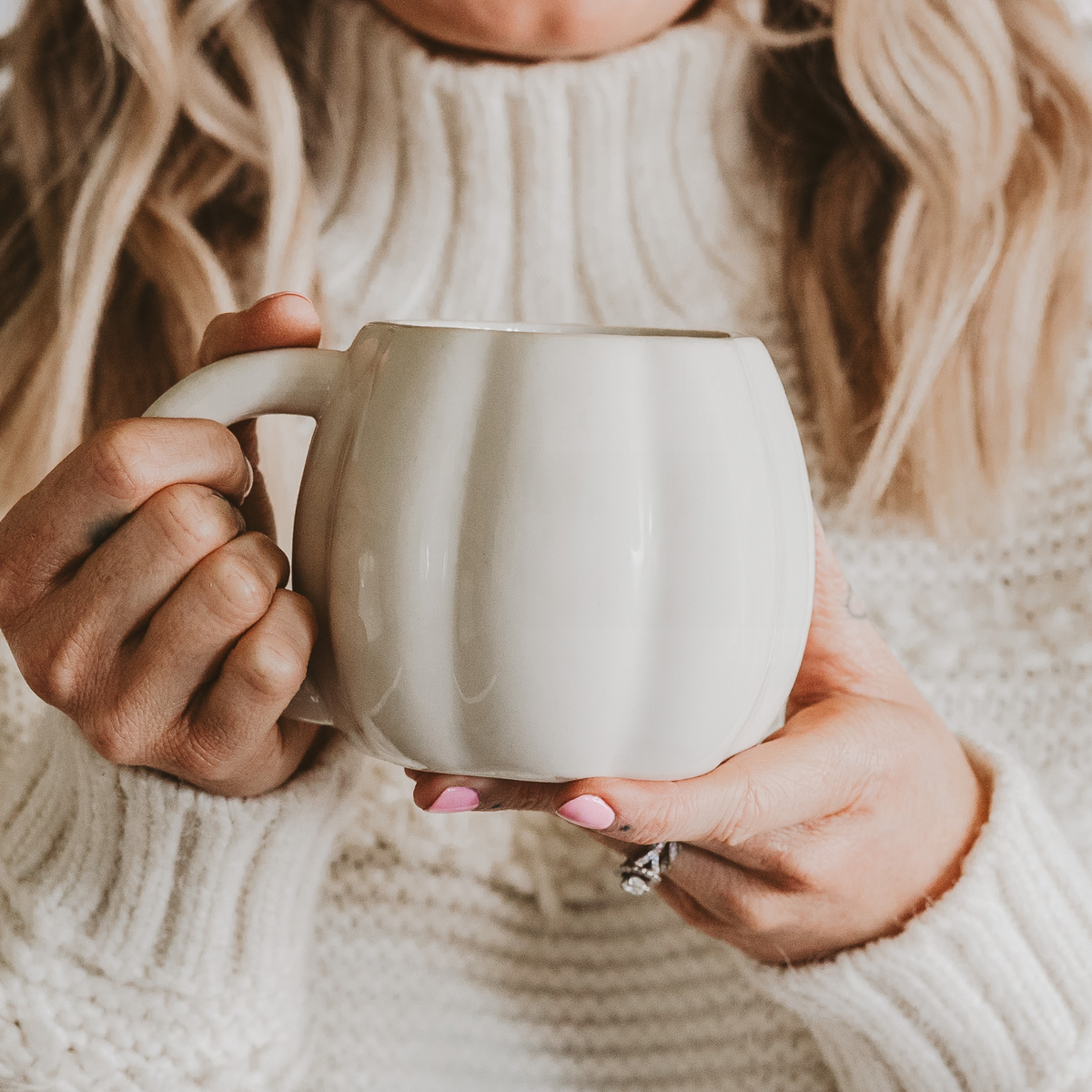 Cream Pumpkin Oversized Coffee Mug