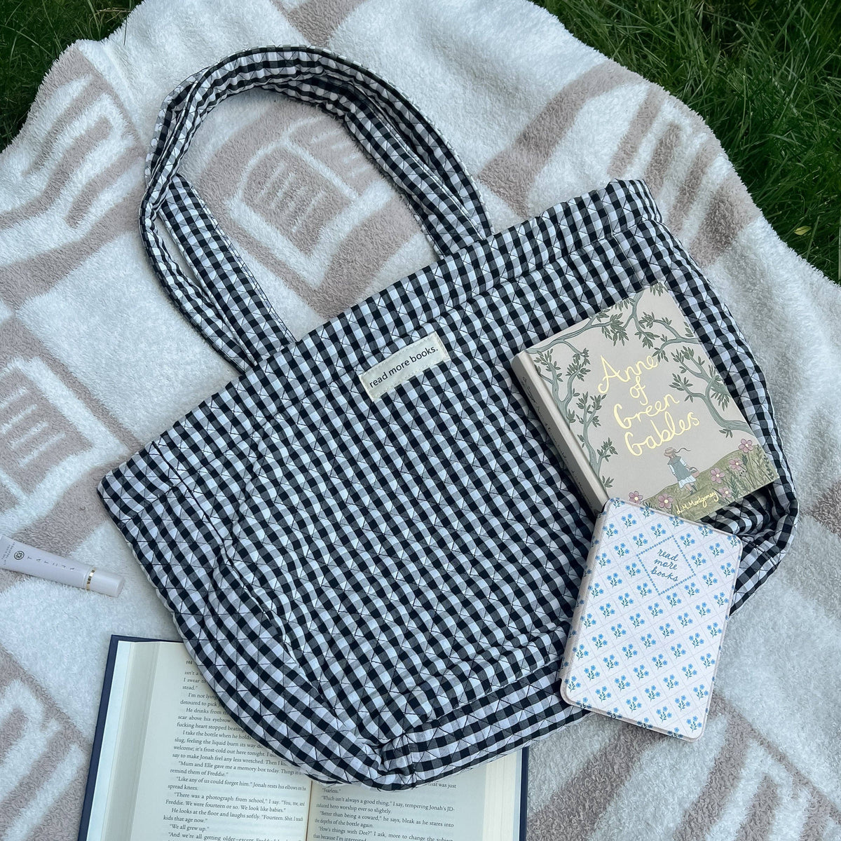 The Everything Read More Books Gingham Tote