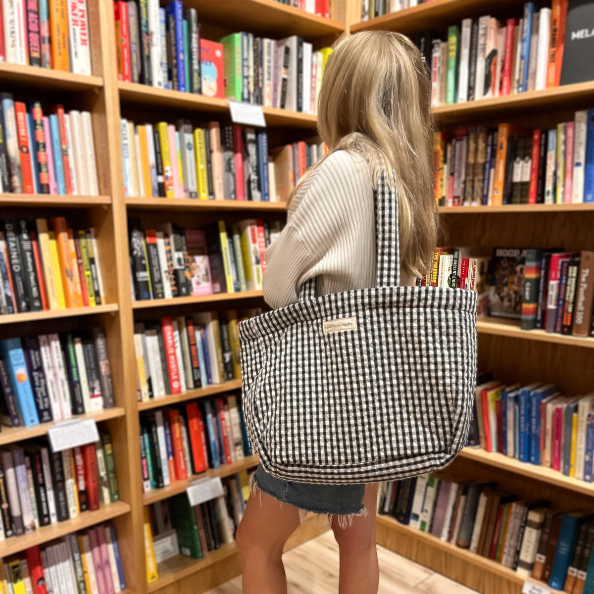 The Everything Read More Books Gingham Tote