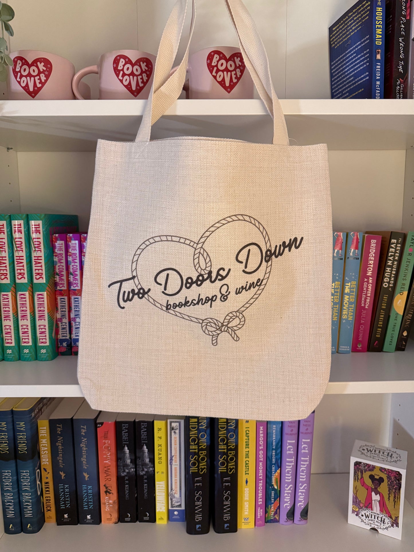 Custom Two Doors Down Books & Wine Tote Bag