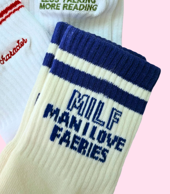 Bookish Quote Embroidered Socks