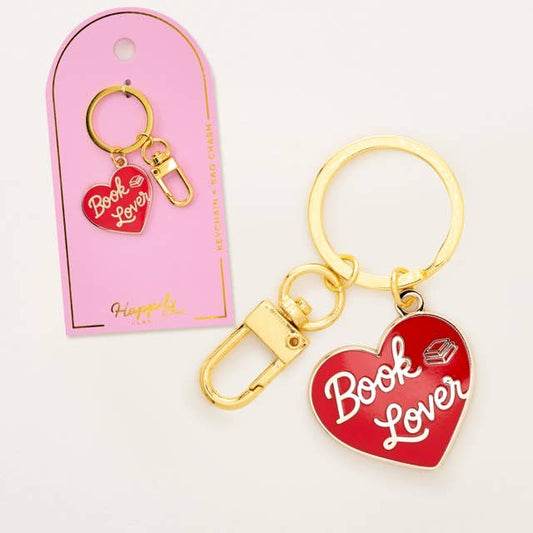Book Lover Heart Keychain